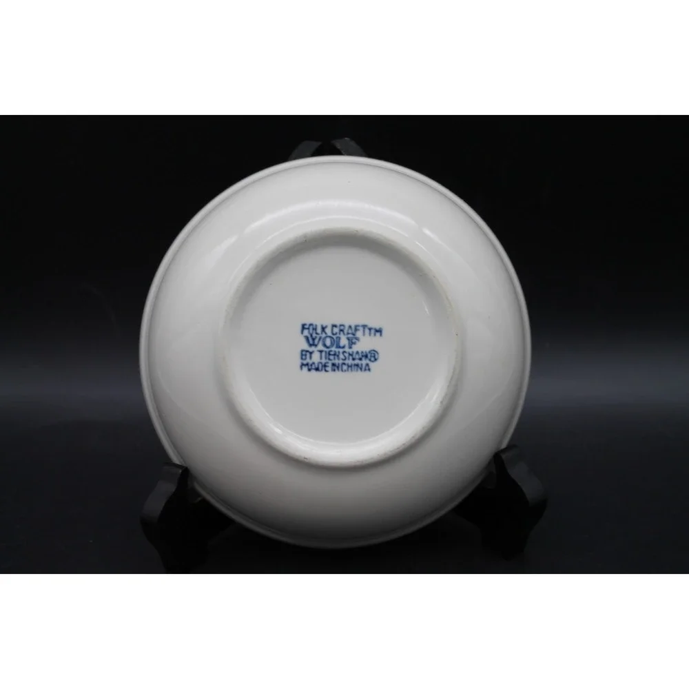 Tienshan Wolf Folkcraft Blue White Dinner Plate and Bowl Set 2-Piece Ceramic